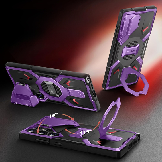 Pouzdro pro Samsung Galaxy S25 Ultra, Tongate MECH MagSafe Series, černé + Tvrzené sklo 9H