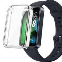 2w1 Etui z Osłoną Silikonową do Huawei Band 8, Srebrne