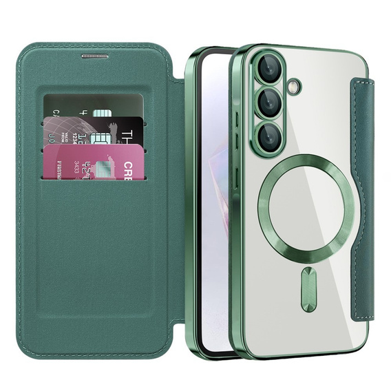Klopové pouzdro pro Samsung Galaxy A26, RFID Wallet MagSafe CamShield, zelené
