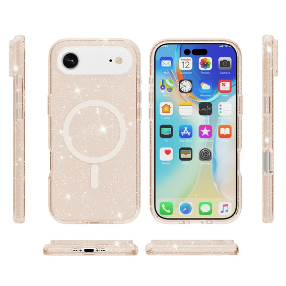 Pouzdro pro iPhone Air, pro MagSafe, třpytivé, průsvitně zlaté