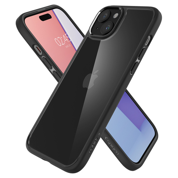 Pouzdro Spigen pro iPhone 15, Ultra Hybrid, černé + 9H tvrzené sklo