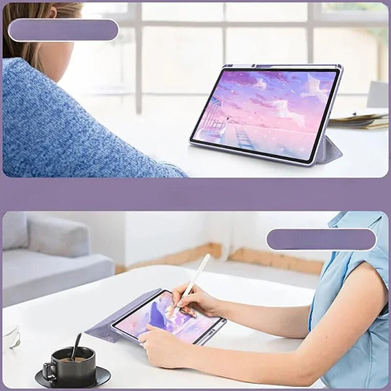 Pouzdro pro Apple iPad Air 11" 6 gen. 2024, Smartcase Hybrid, se slotem na stylus, Marble fialové