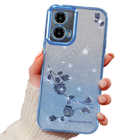 Pouzdro pro Motorola Moto G24 / G24 Power / G04, Glitter Flower, modré