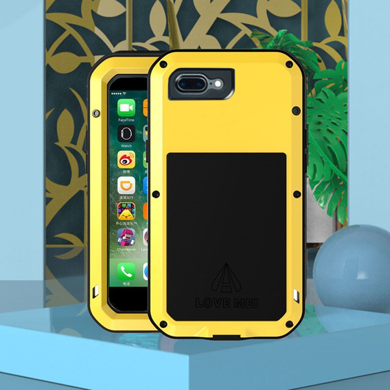 Pouzdro Love Mei pro iPhone 8 Plus/7 Plus, armored with glass, žluté