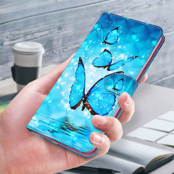 Klopové pouzdro pro Motorola Moto E22 / E22i, Wallet Butterfly, modré