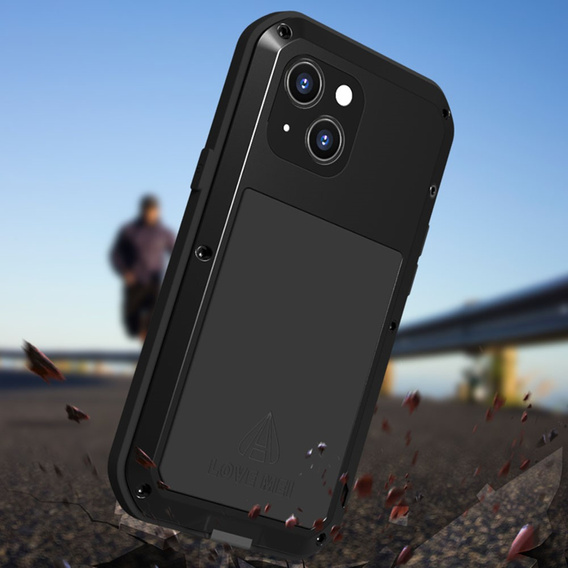 Pouzdro Love Mei pro iPhone 13 mini, armored with glass, černé