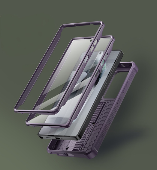 Pancéřové pouzdro pro Samsung Galaxy S25 Ultra, Dexnor Full Body (Two Frames), fialové