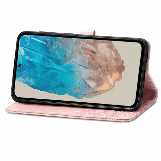 Klopové pouzdro pro Samsung Galaxy M35, Mandala, růžové rose gold