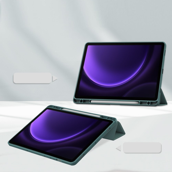 Pouzdro pro Samsung Galaxy Tab S10 Lite / S10 FE / S9 FE, Smartcase Hybrid, se slotem na stylus, tmavě zelené