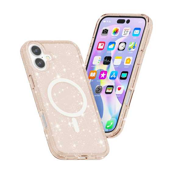 Pouzdro pro iPhone 17, pro MagSafe, třpytivé, průsvitně zlaté