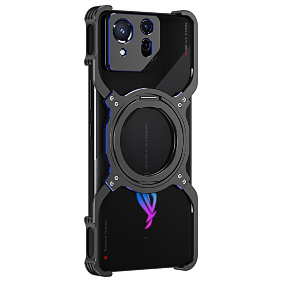 Pouzdro pro ASUS ROG Phone 8 5G / 8 Pro 5G, Kickstand Bumper, s krytem objektivu, pro MagSafe, černá / modrá