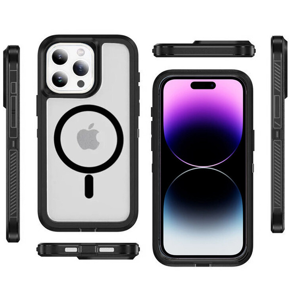 Pouzdro s rámečkem pro iPhone 14 Pro, pro MagSafe, transparentní / černé