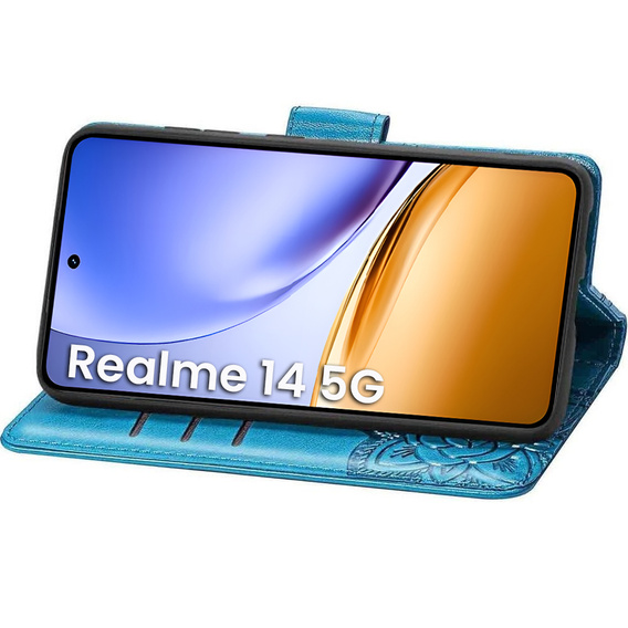 Klopové pouzdro pro Realme 14 5G / Realme 14T 5G, Butterfly, modré