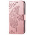 Klopové pouzdro pro Samsung Galaxy A17 5G, peněženka, Butterfly, růžově zlaté