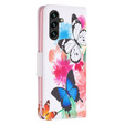 Klopové pouzdro pro Samsung Galaxy A35 5G, Wallet, Butterflies bílé