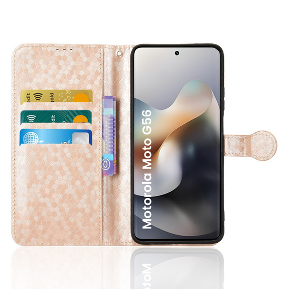 Flipové pouzdro pro Motorola Moto G56 5G, Wallet Rhombus, zlaté