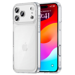 Silikonové pouzdro pro iPhone 17 Pro Max, s tvrdou zadní stranou, průhledné