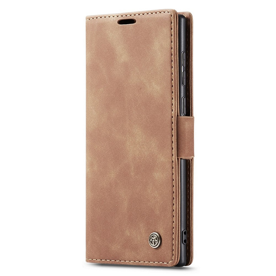 Pouzdro CASEME pro Samsung Galaxy S22 Ultra, Leather Wallet Case, hnědé