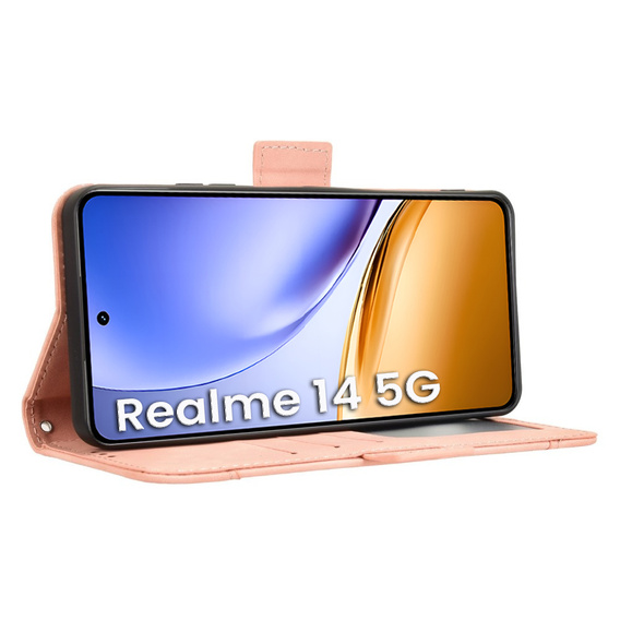 Klopové pouzdro pro Realme 14 5G / Realme 14T 5G, Card Slot, růžové