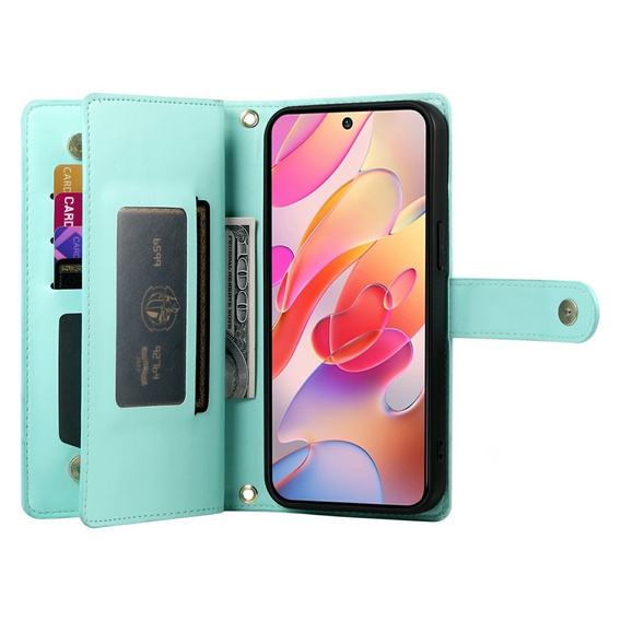 Klopové pouzdro pro Samsung Galaxy A56 5G, Wallet Zipper Pocket, zelené
