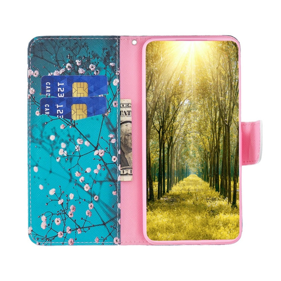 Klopové pouzdro pro Motorola Moto G54 5G, Wallet, sakura, modré