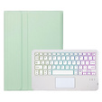 Pouzdro s podsvícenou bluetooth touchpad klávesnicí pro iPad 10.9" 2022 (10 gen.), světle zelené