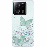 Pouzdro pro Xiaomi 13T / 13T Pro / Redmi K60 Ultra, Glitter Butterfly, zelené