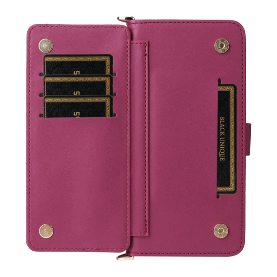 Flipové pouzdro pro Oppo Reno 13 Pro 5G, Crossbody Leather Wallet, kaštanové