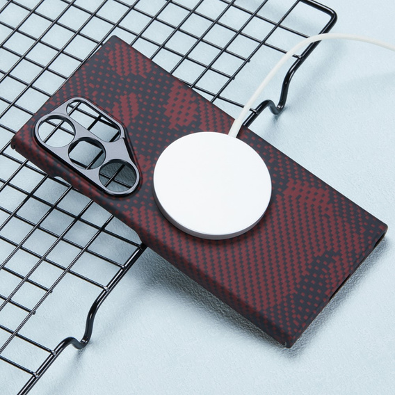 Pouzdro pro Samsung Galaxy S24 Ultra, Aramid Fiber MagSafe, červené