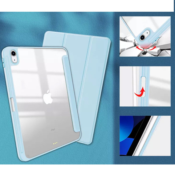 Pouzdro pro iPad 10.9 2022 10 Gen, Smartcase Hybrid, se slotem na stylus, modré