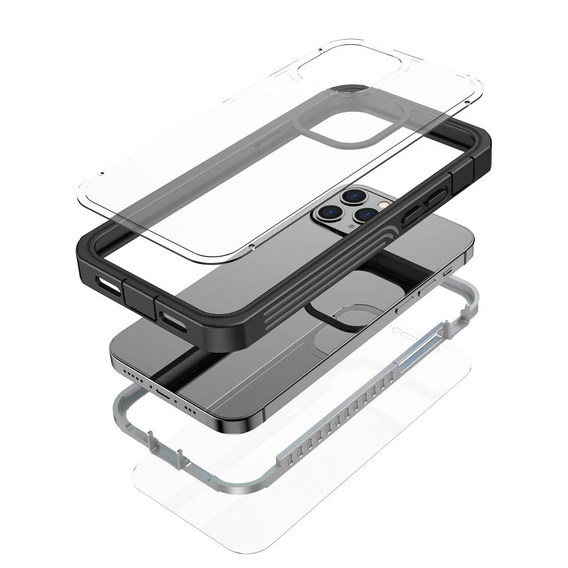 Pouzdro pro iPhone 12/12 Pro, Shockproof, s fólií, černé