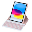Pouzdro s klávesnicí pro iPad 11" 2025 A16 (11 gen.) / iPad 10.9" 2022 (10 gen.), Rotary 360° Leather, růžové rose gold