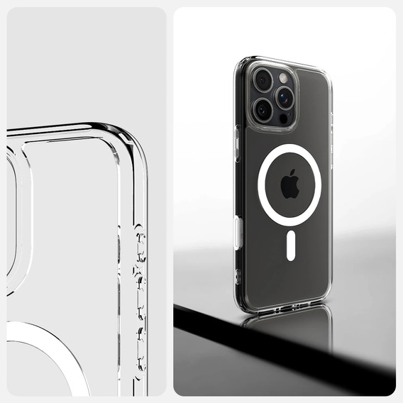 Pouzdro ERBORD MagSafe pro iPhone 16 Pro, aktivní tlačítko, průhledné + sklo na displej