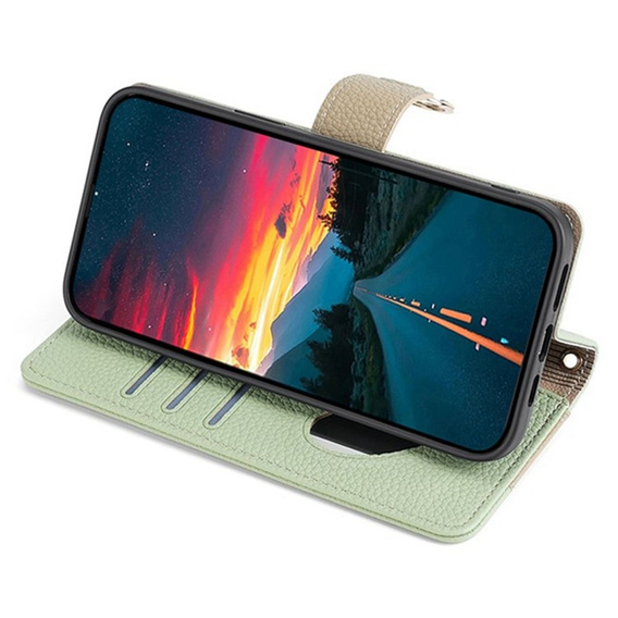 Flipové pouzdro Wallet Zipper Pocket pro Samsung Galaxy A56 5G, Wallet Zipper Pocket, se zrcátkem, zelené