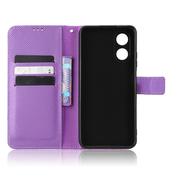 Klopové pouzdro pro Oppo A17, Wallet Smart Magnet, fialové