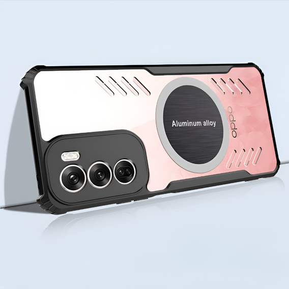Pouzdro pro Oppo Reno 12 Pro, s magnetickou fólií, transparentní / černé