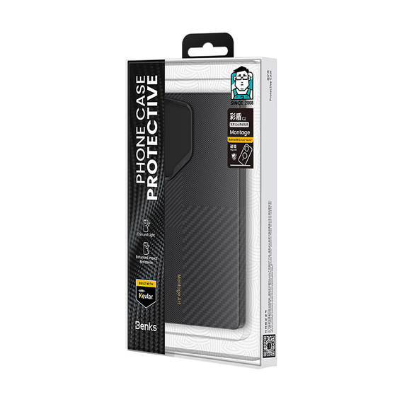 Pouzdro BENKS Kevlar pro Samsung Galaxy S25 Ultra, pro MagSafe, Carbon Fiber, černé
