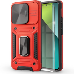 Pancéřové pouzdro pro Xiaomi Redmi Note 13 Pro 5G, CamShield Slide, červené + tvrzené sklo 9H