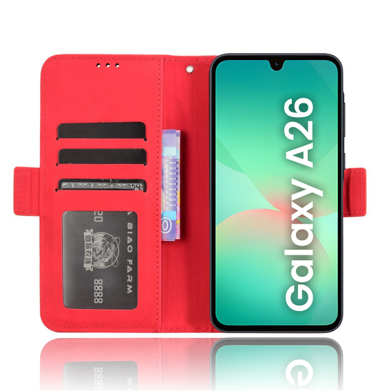 Klopové pouzdro pro Samsung Galaxy A26, Card Slot, červené