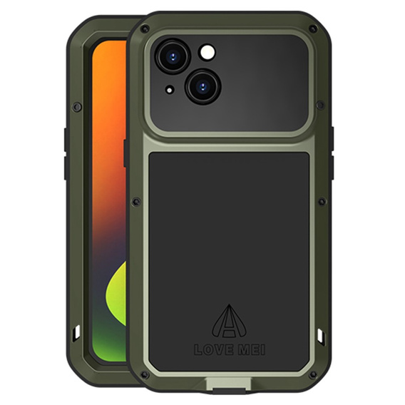 Pouzdro Love Mei pro iPhone 14, armored with glass, zelené