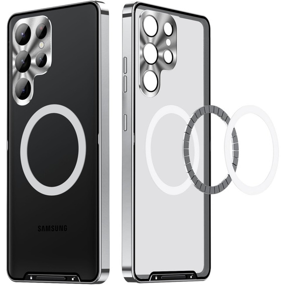 Ochranné pouzdro na fotoaparát pro Samsung Galaxy S23 Ultra, CamShield MagSafe, průhledná / stříbrná