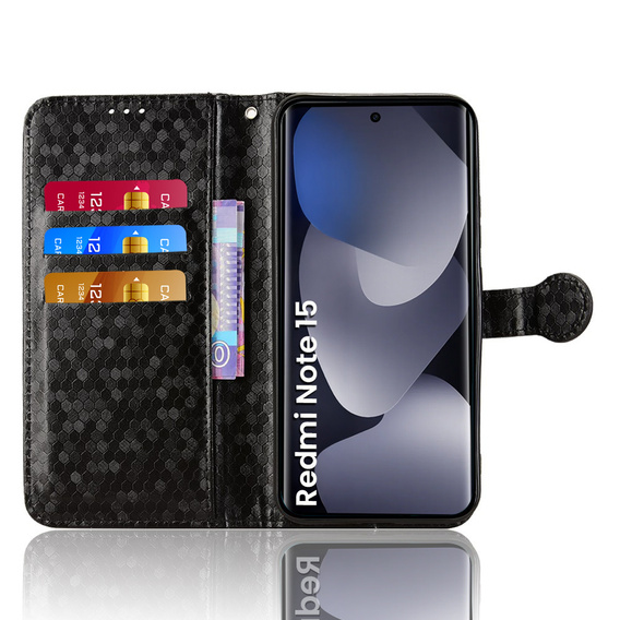 Pouzdro s klopou Wallet Rhombus pro Xiaomi Redmi Note 15 5G / Poco M8 5G