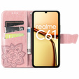 Klopové pouzdro pro Realme C61, Butterfly, růžové rose gold