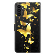 Klopové pouzdro pro Samsung Galaxy A14 4G/5G, Wallet Butterfly, zlaté