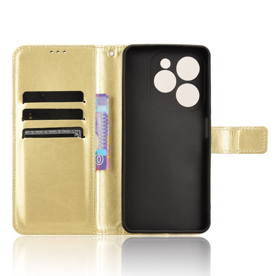 Klopové pouzdro pro Infinix Hot 40i, Crazy Horse Wallet, zlaté