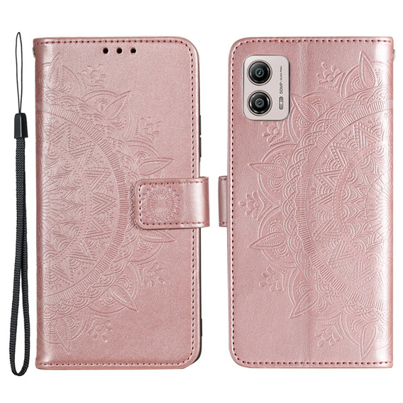Klopové pouzdro pro Motorola Moto G53 5G, Mandala Flower, růžové rose gold
