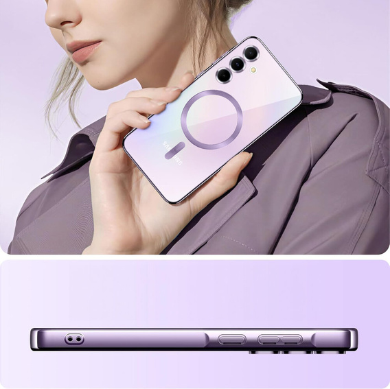 Pouzdro pro Samsung Galaxy A15 4G/5G, Electro MagSafe, růžové + sklo na displej
