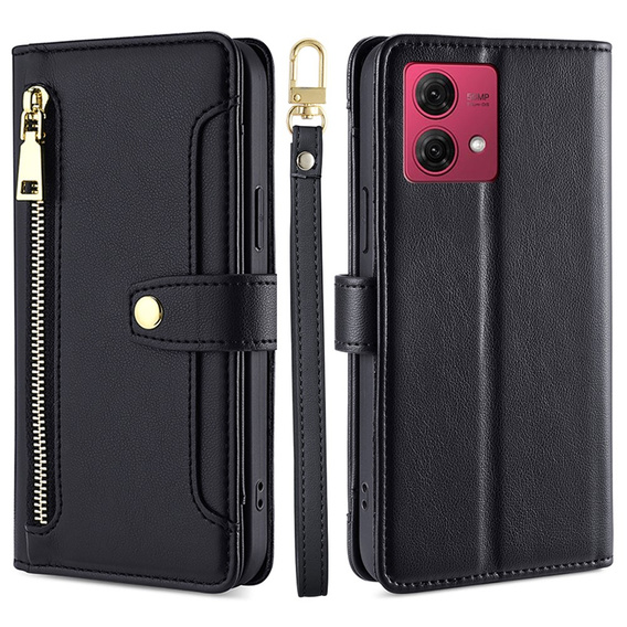 Klopové pouzdro pro Motorola Moto G84 5G, Wallet Zipper Pocket, černé