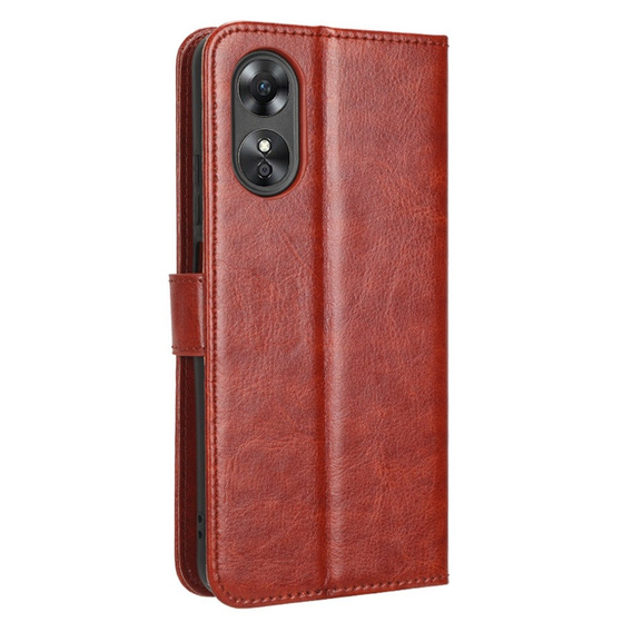 Klopové pouzdro pro Oppo A17, Crazy Horse Wallet, hnědé
