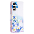 Klopové pouzdro pro Samsung Galaxy S23 FE, Wallet, Butterfly & Flowers bílé